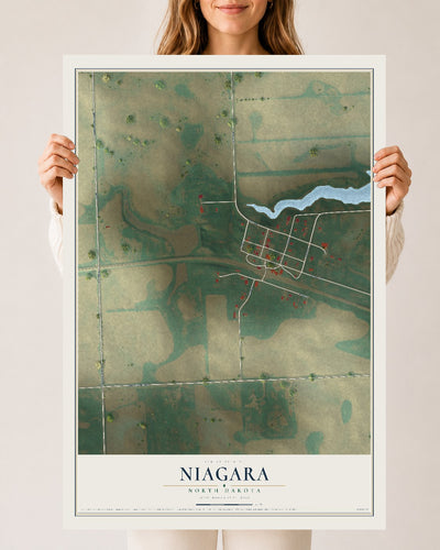 Map of Niagara, North Dakota, 24 x 36 inch unframed archival matte print