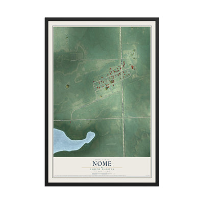 Map of Nome, North Dakota, 12 x 18 inch print in a black wood frame