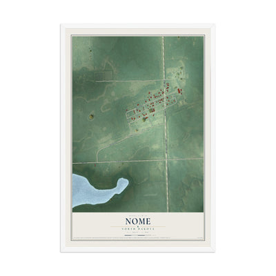 Map of Nome, North Dakota, 12 x 18 inch print in a white wood frame