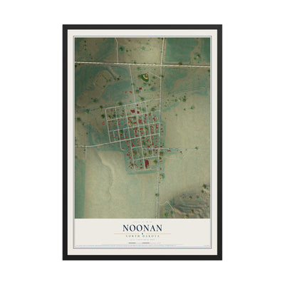 Map of Noonan, North Dakota, 12 x 18 inch print in a black wood frame