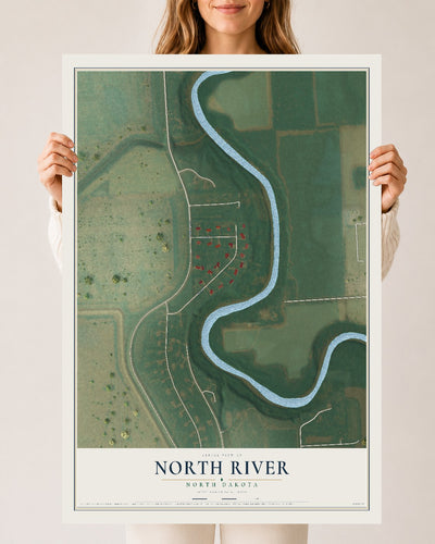 Map of North River, North Dakota, 24 x 36 inch unframed archival matte print
