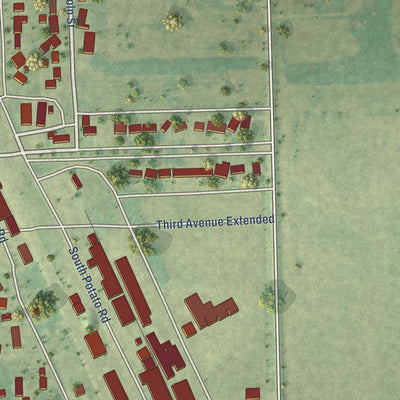 Second close-up of the map of Northwood, North Dakota print showing more streets and buildings