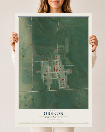 Map of Oberon, North Dakota, 24 x 36 inch unframed archival matte print