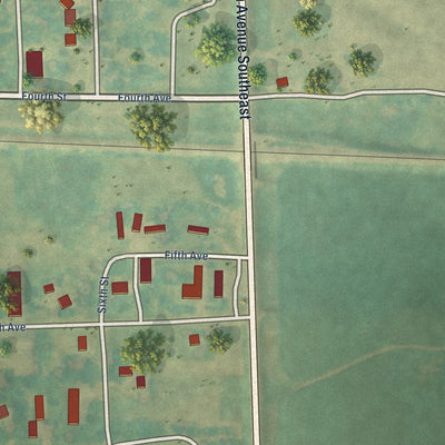 Close-up of the map of Oriska, North Dakota print showing street and building detail