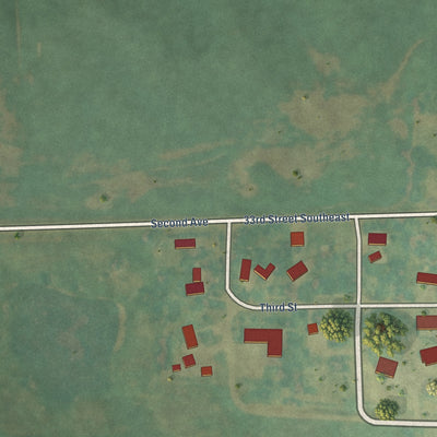 Second close-up of the map of Oriska, North Dakota print showing more streets and buildings