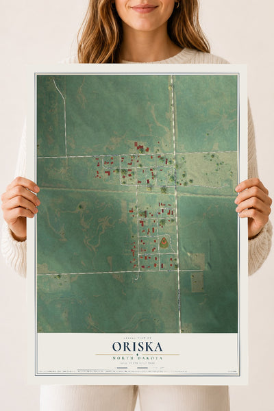 Map of Oriska, North Dakota, 18 x 24 inch unframed archival matte print