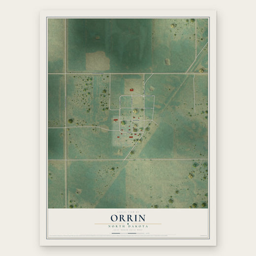 Orrin, North Dakota map print, the full design
