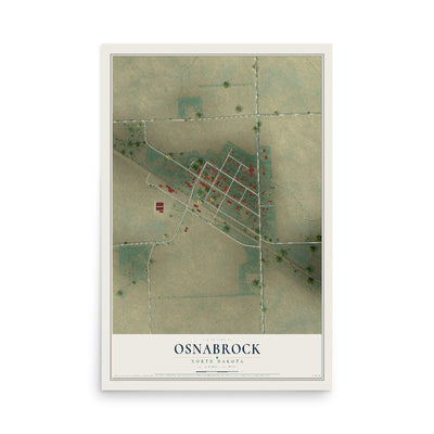 Map of Osnabrock, North Dakota, 12 x 18 inch unframed archival matte print