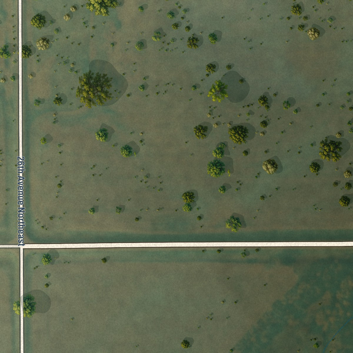 Second close-up of the map of Overly, North Dakota print showing more streets and buildings