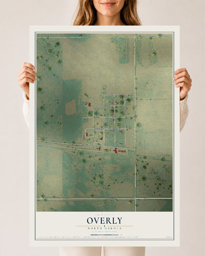 Map of Overly, North Dakota, 24 x 36 inch unframed archival matte print