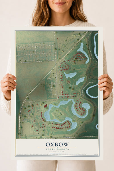 Map of Oxbow, North Dakota, 18 x 24 inch unframed archival matte print