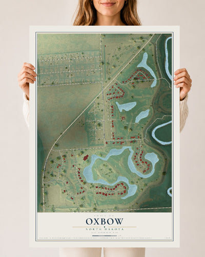 Map of Oxbow, North Dakota, 24 x 36 inch unframed archival matte print