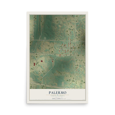Map of Palermo, North Dakota, 12 x 18 inch unframed archival matte print