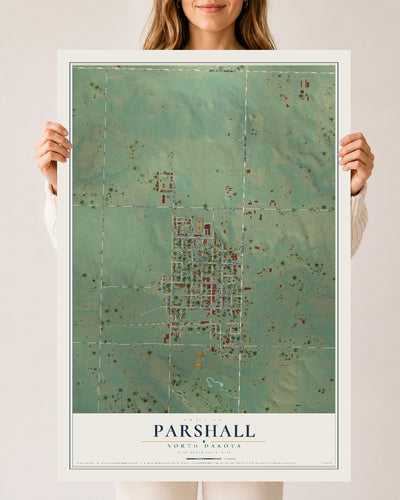 Map of Parshall, North Dakota, 24 x 36 inch unframed archival matte print