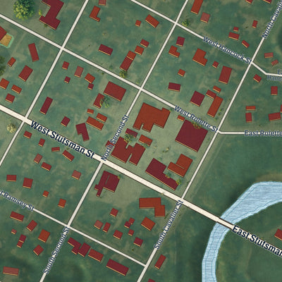 Second close-up of the map of Pembina, North Dakota print showing more streets and buildings