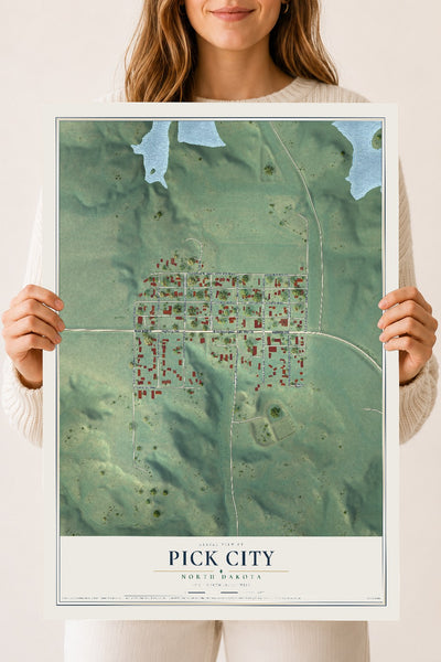 Map of Pick City, North Dakota, 18 x 24 inch unframed archival matte print