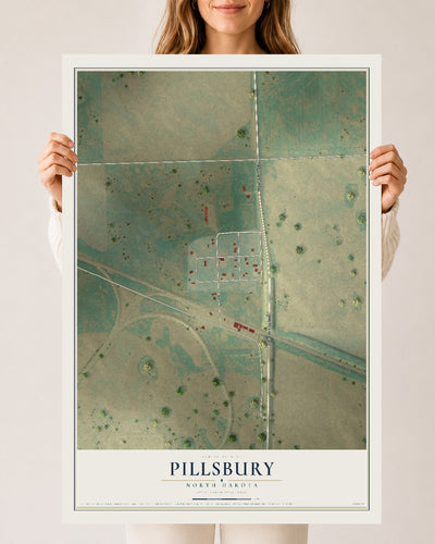 Map of Pillsbury, North Dakota, 24 x 36 inch unframed archival matte print