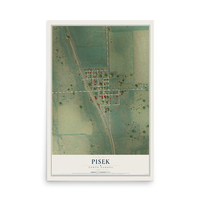 Map of Pisek, North Dakota, 12 x 18 inch unframed archival matte print