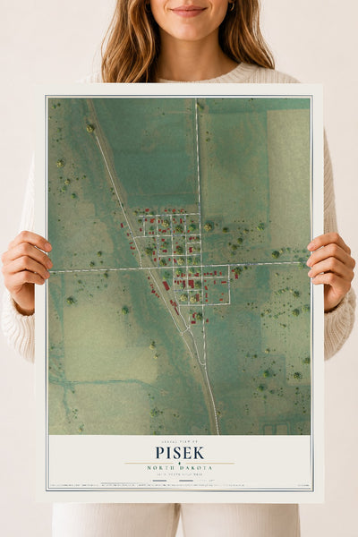 Map of Pisek, North Dakota, 18 x 24 inch unframed archival matte print