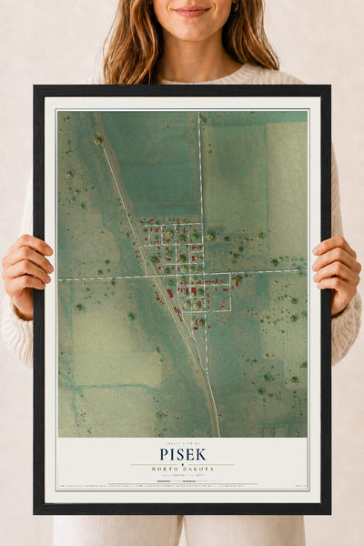 Map of Pisek, North Dakota, 18 x 24 inch print in a black wood frame
