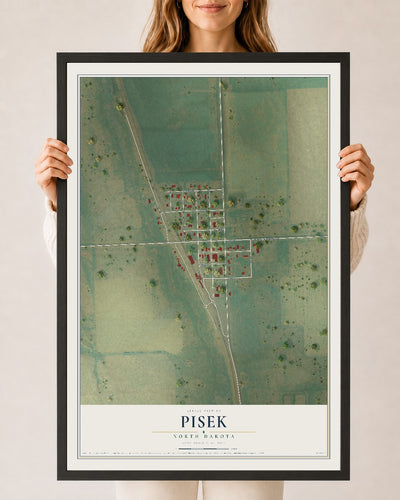 Map of Pisek, North Dakota, 24 x 36 inch print in a black wood frame