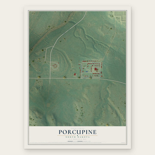 Porcupine, North Dakota map print, the full design