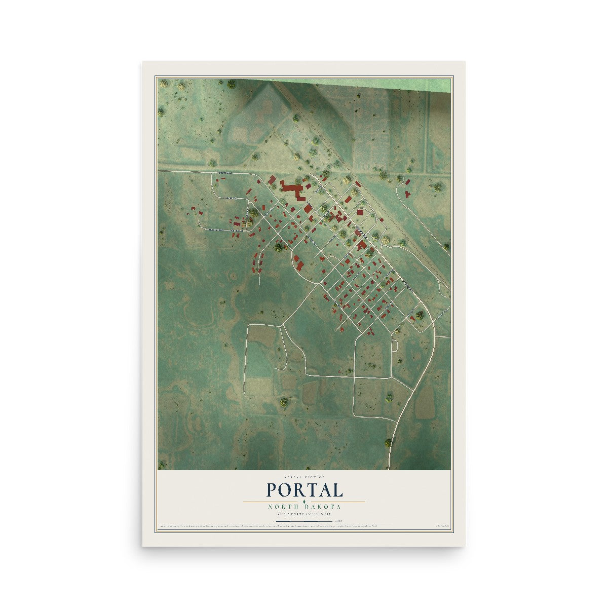 Map of Portal, North Dakota, 12 x 18 inch unframed archival matte print