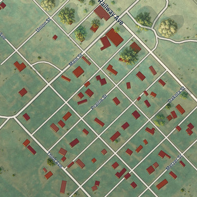 Close-up of the map of Portal, North Dakota print showing street and building detail