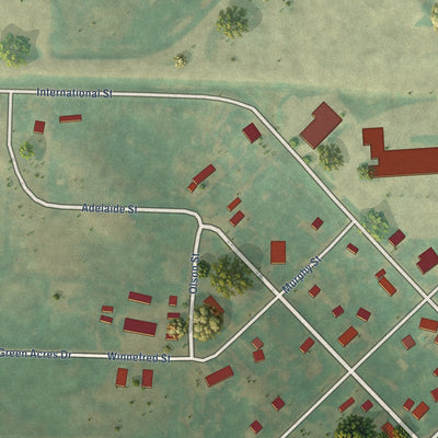 Second close-up of the map of Portal, North Dakota print showing more streets and buildings