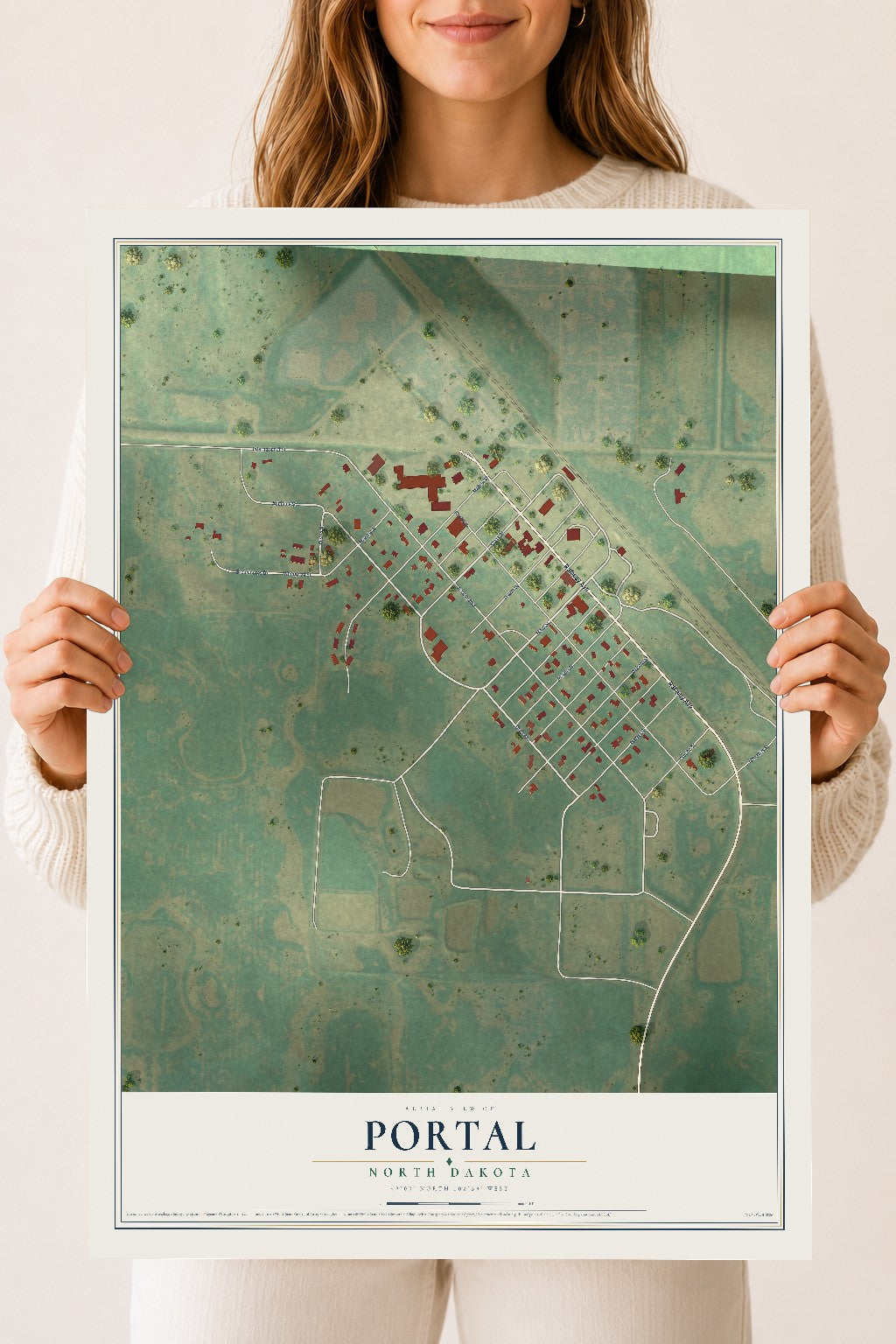 Map of Portal, North Dakota, 18 x 24 inch unframed archival matte print