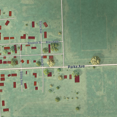 Second close-up of the map of Portland, North Dakota print showing more streets and buildings