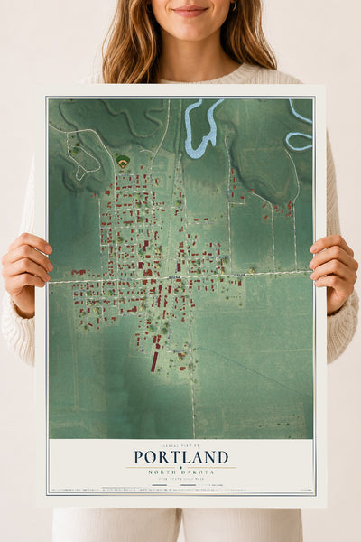Map of Portland, North Dakota, 18 x 24 inch unframed archival matte print