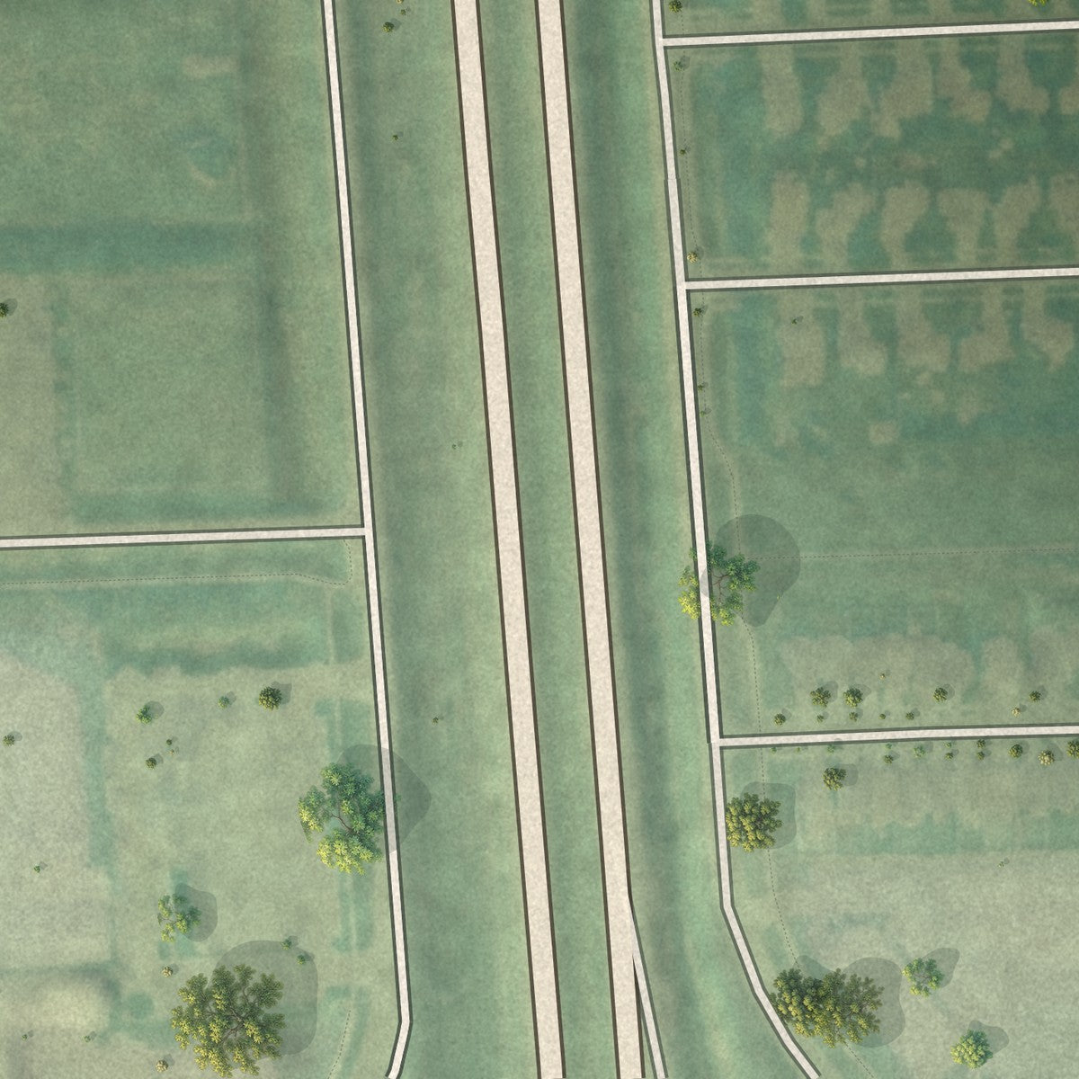 Second close-up of the map of Prairie Rose, North Dakota print showing more streets and buildings