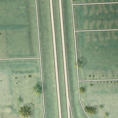 Second close-up of the map of Prairie Rose, North Dakota print showing more streets and buildings