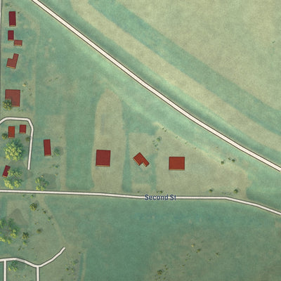 Second close-up of the map of Reeder, North Dakota print showing more streets and buildings
