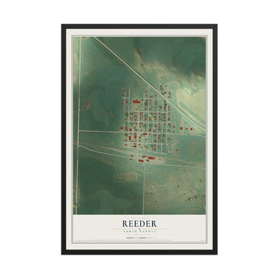 Map of Reeder, North Dakota, 12 x 18 inch print in a black wood frame