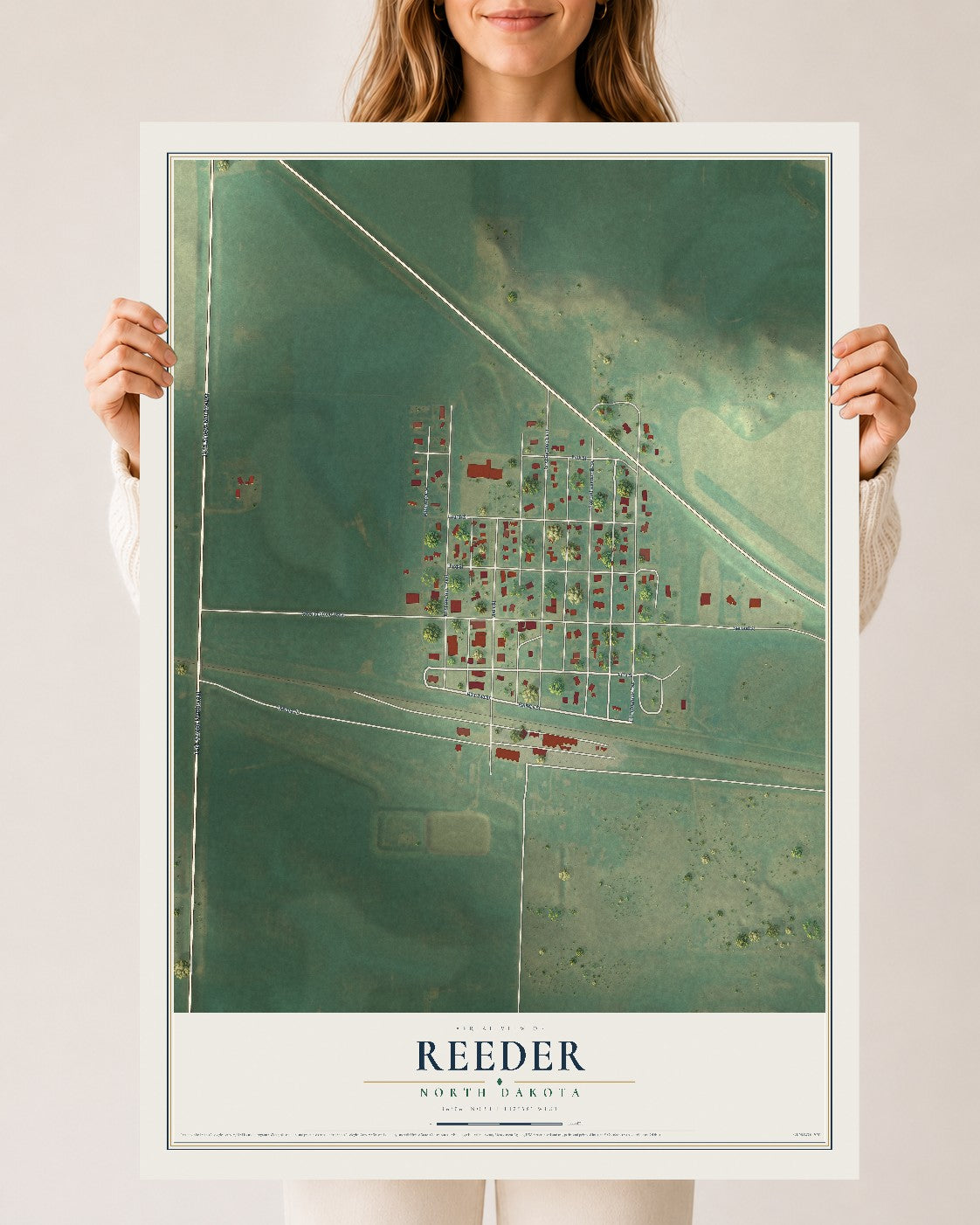 Map of Reeder, North Dakota, 24 x 36 inch unframed archival matte print