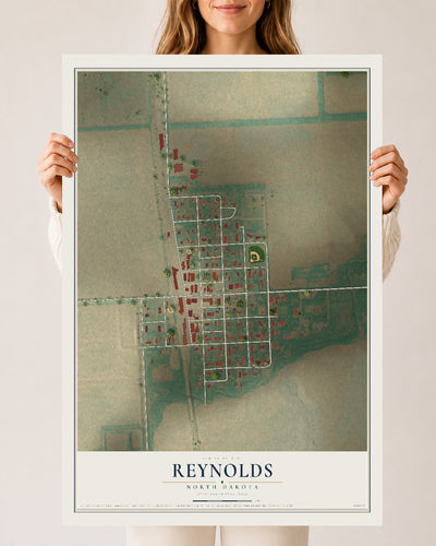 Map of Reynolds, North Dakota, 24 x 36 inch unframed archival matte print