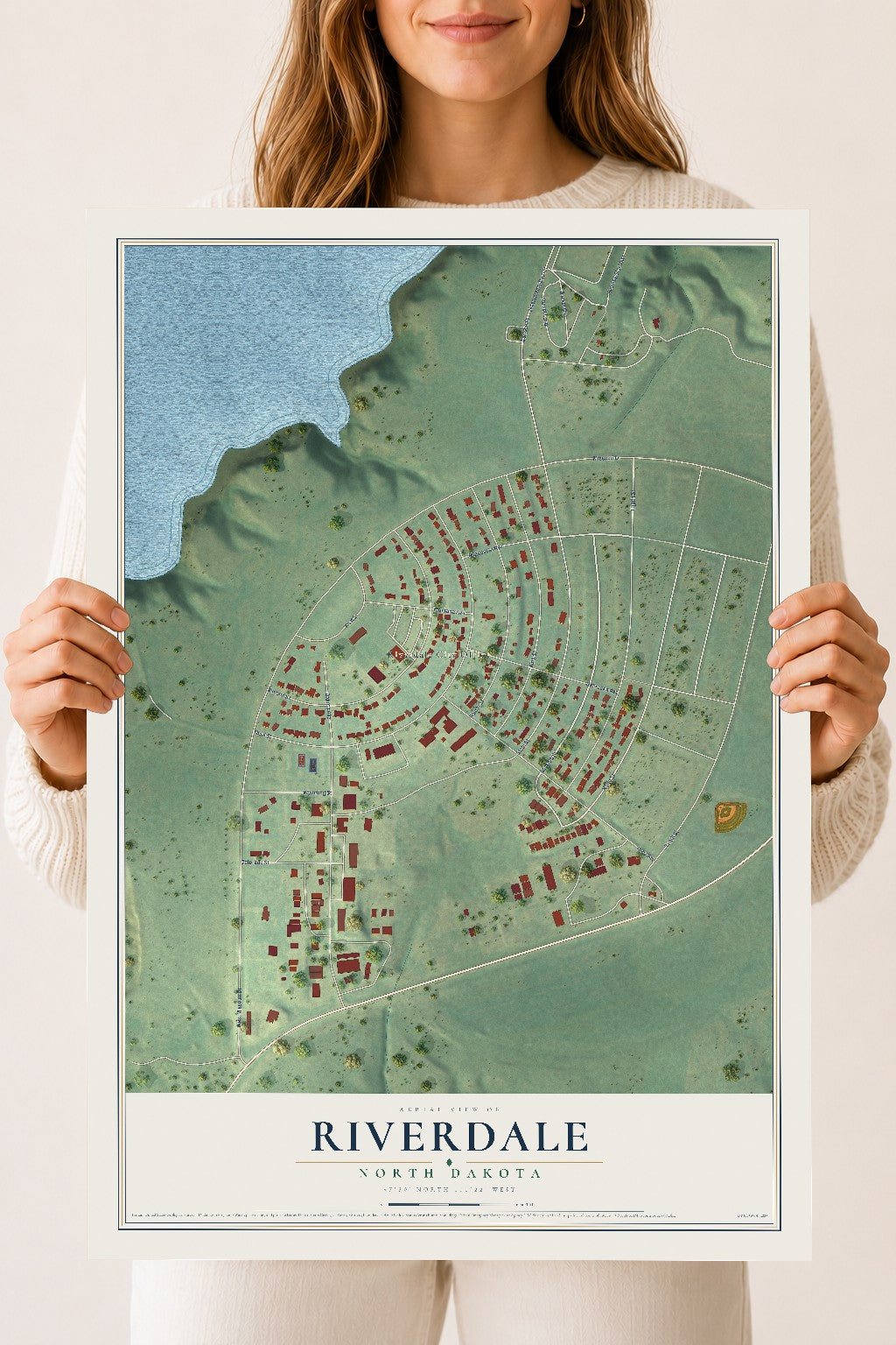 Map of Riverdale, North Dakota, 18 x 24 inch unframed archival matte print