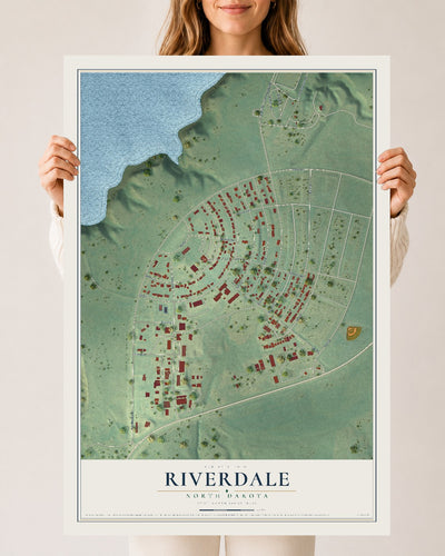 Map of Riverdale, North Dakota, 24 x 36 inch unframed archival matte print