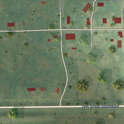 Second close-up of the map of Robinson, North Dakota print showing more streets and buildings