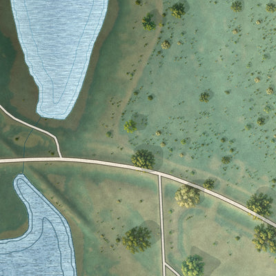 Second close-up of the map of Rocklake, North Dakota print showing more streets and buildings