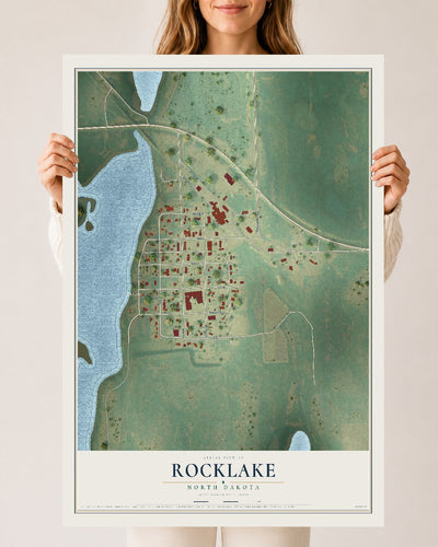 Map of Rocklake, North Dakota, 24 x 36 inch unframed archival matte print