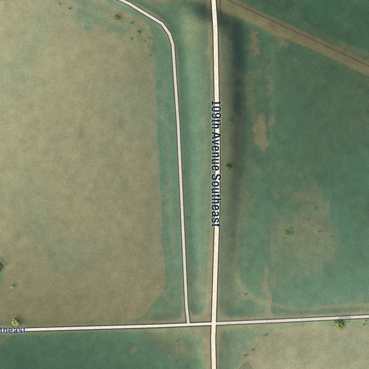 Second close-up of the map of Rogers, North Dakota print showing more streets and buildings