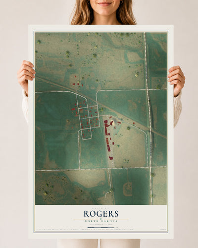 Map of Rogers, North Dakota, 24 x 36 inch unframed archival matte print