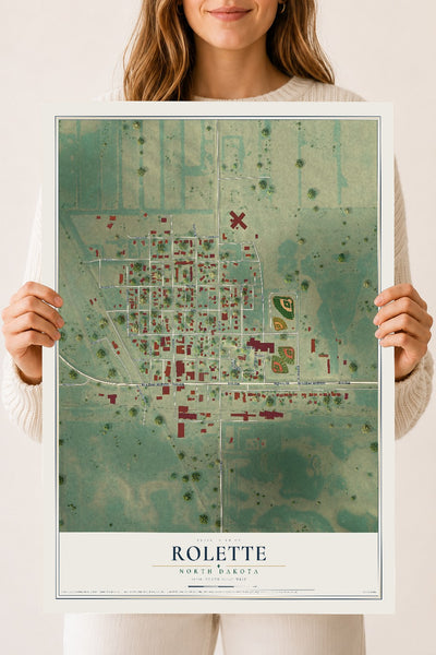 Map of Rolette, North Dakota, 18 x 24 inch unframed archival matte print