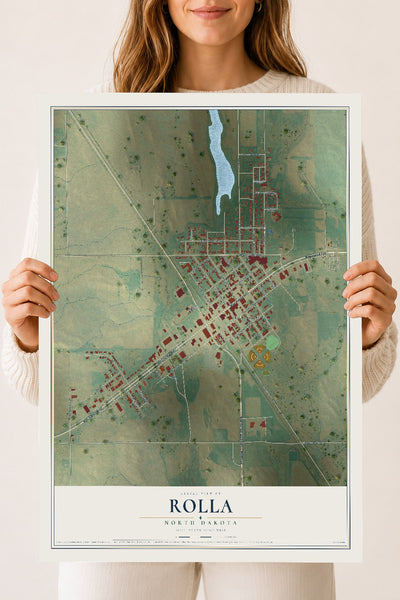 Map of Rolla, North Dakota, 18 x 24 inch unframed archival matte print