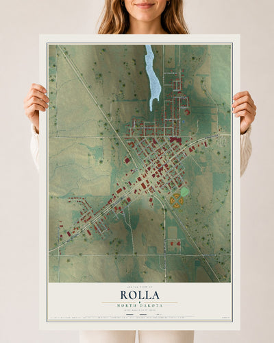Map of Rolla, North Dakota, 24 x 36 inch unframed archival matte print