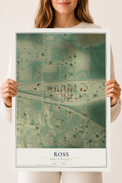 Map of Ross, North Dakota, 18 x 24 inch unframed archival matte print