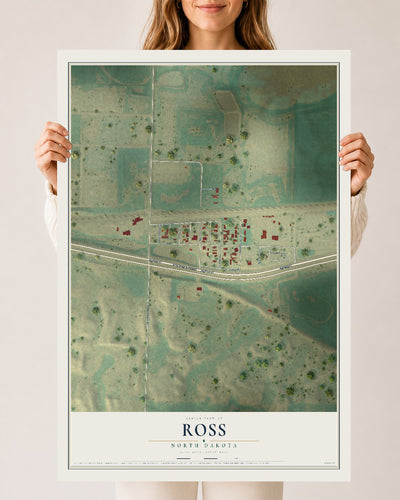 Map of Ross, North Dakota, 24 x 36 inch unframed archival matte print